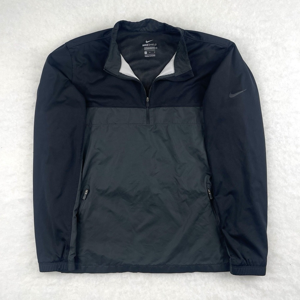 Nike Shield Victory 1/2 Zip Men's Medium Golf Jacket Black Grey